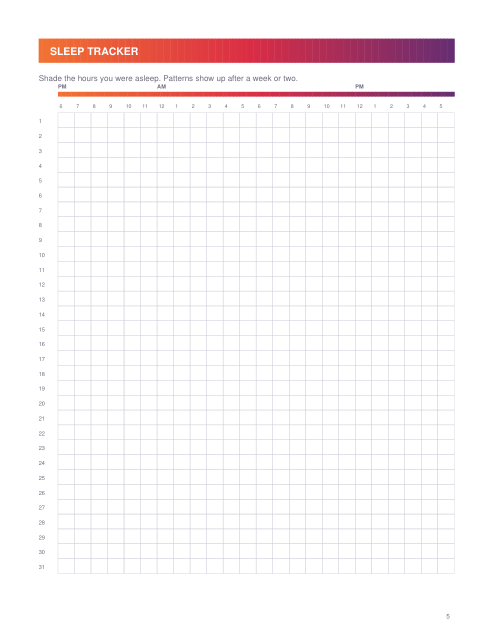 Monthly sleep tracker grid